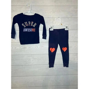 Carter’s navy 2 piece pajamas “Super Awesome “ in glitter letters Size 18 months